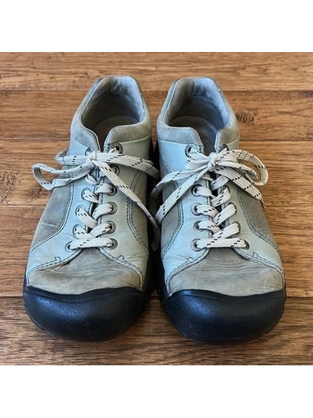 Keen Leather Lace Up Sneakers Casual Outdoor Hiking Olive Green Womens Size 6.5